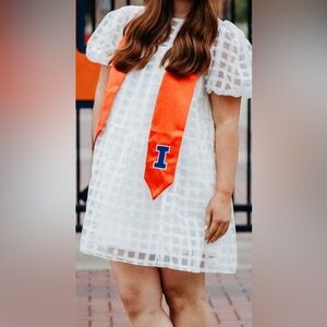 English Factory Gridded White Dress